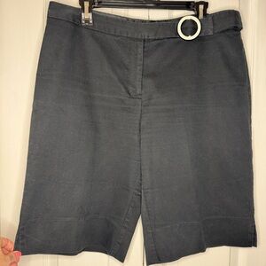 White House Black Market Dark Gray Shorts with White Ring Belt Accent 14